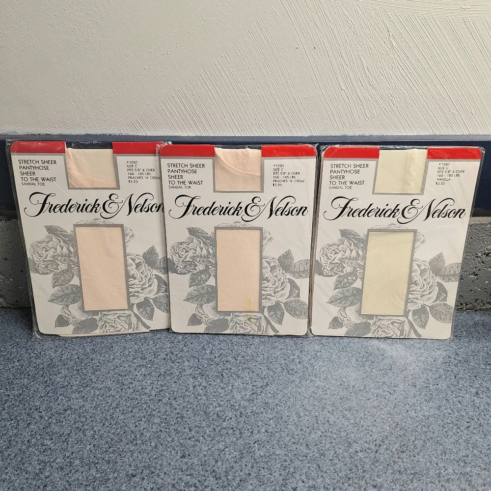 Frederick & Nelson Vintage Stretch Sheer To Waist Pantyhose Set(3)Size C, NWT
